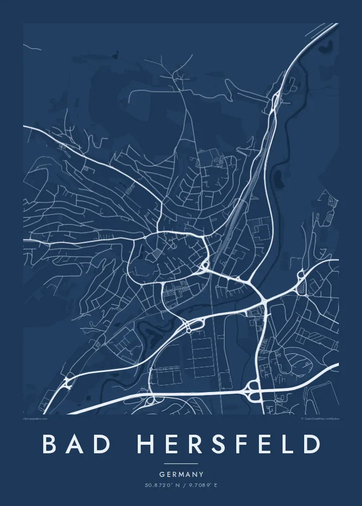 Bad Hersfeld map poster — Blueprint style