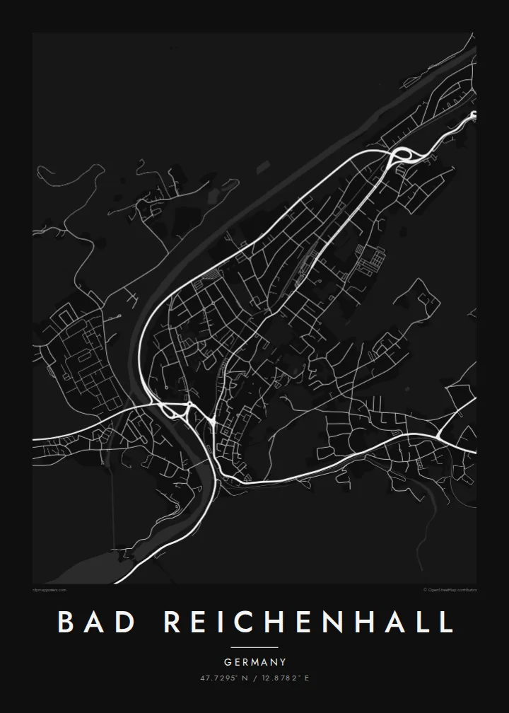 Bad Reichenhall map poster — Noir