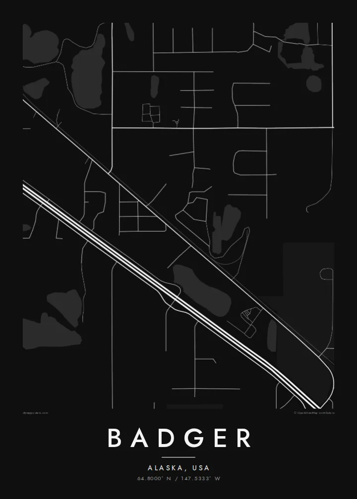 Badger map poster — Noir style