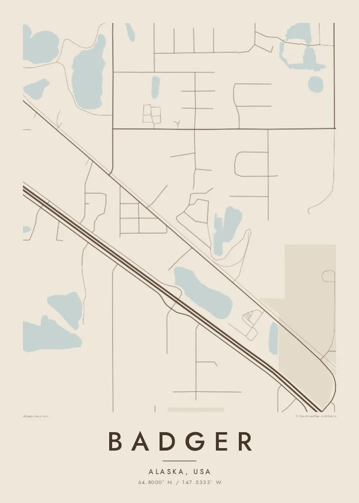 Badger map poster — Sand style