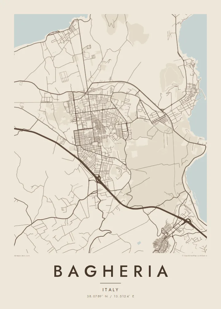 Bagheria map poster — Sand