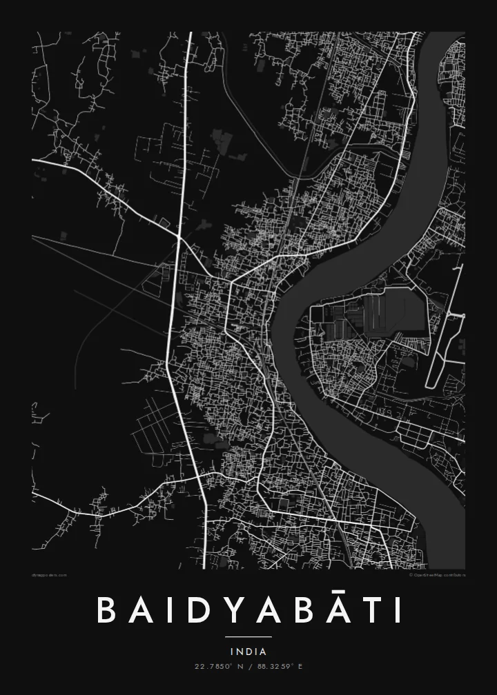 Baidyabāti map poster — Noir