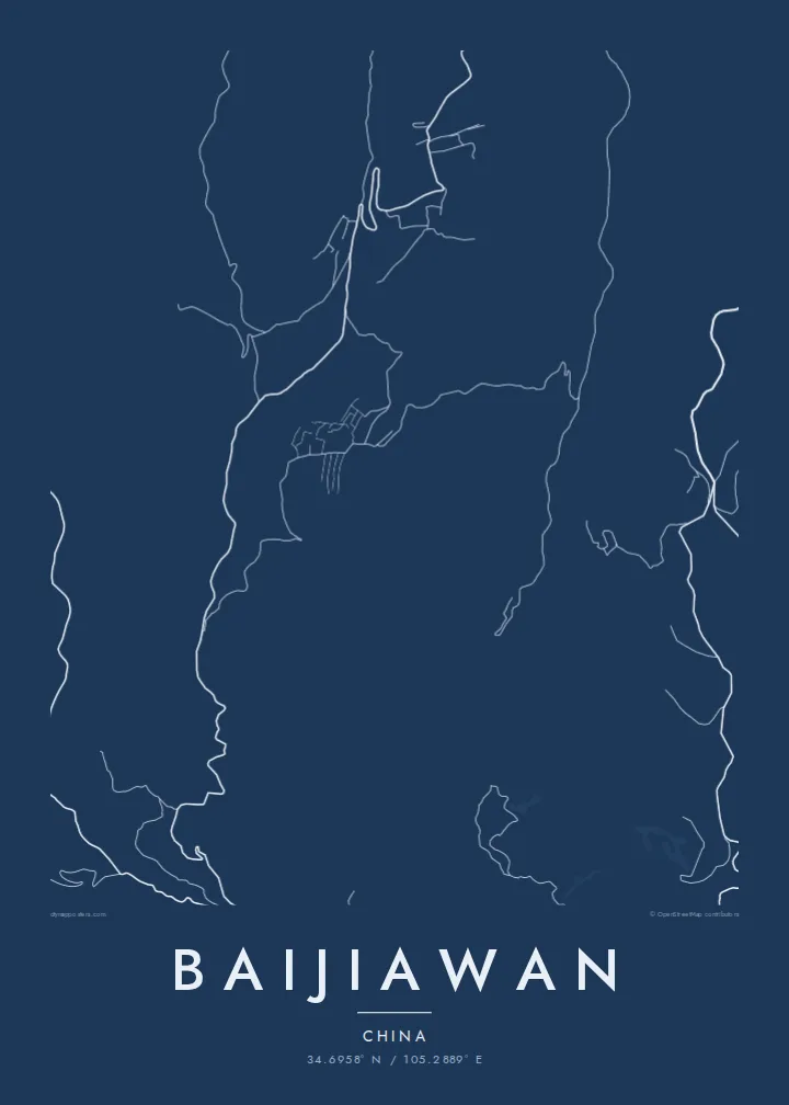 Baijiawan map poster — Blueprint style