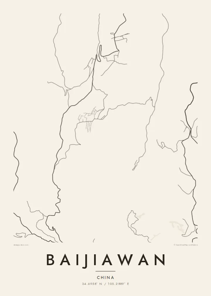 Baijiawan map poster — Paper style