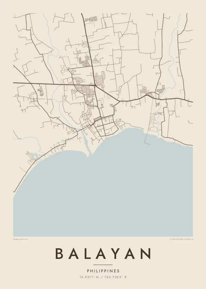 Balayan map poster — Sand style