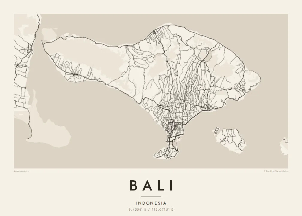 Bali map poster — Paper
