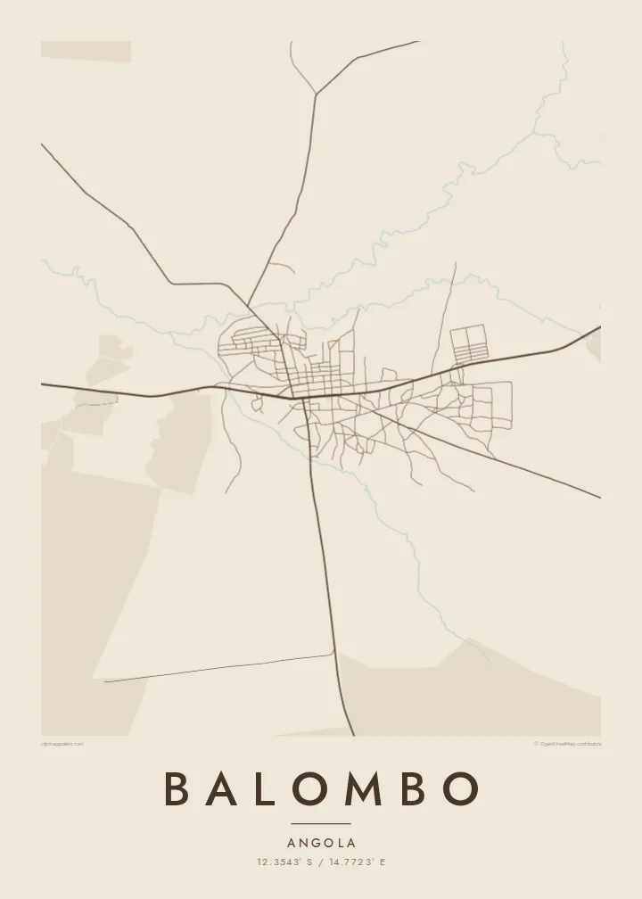 Balombo map poster — Sand