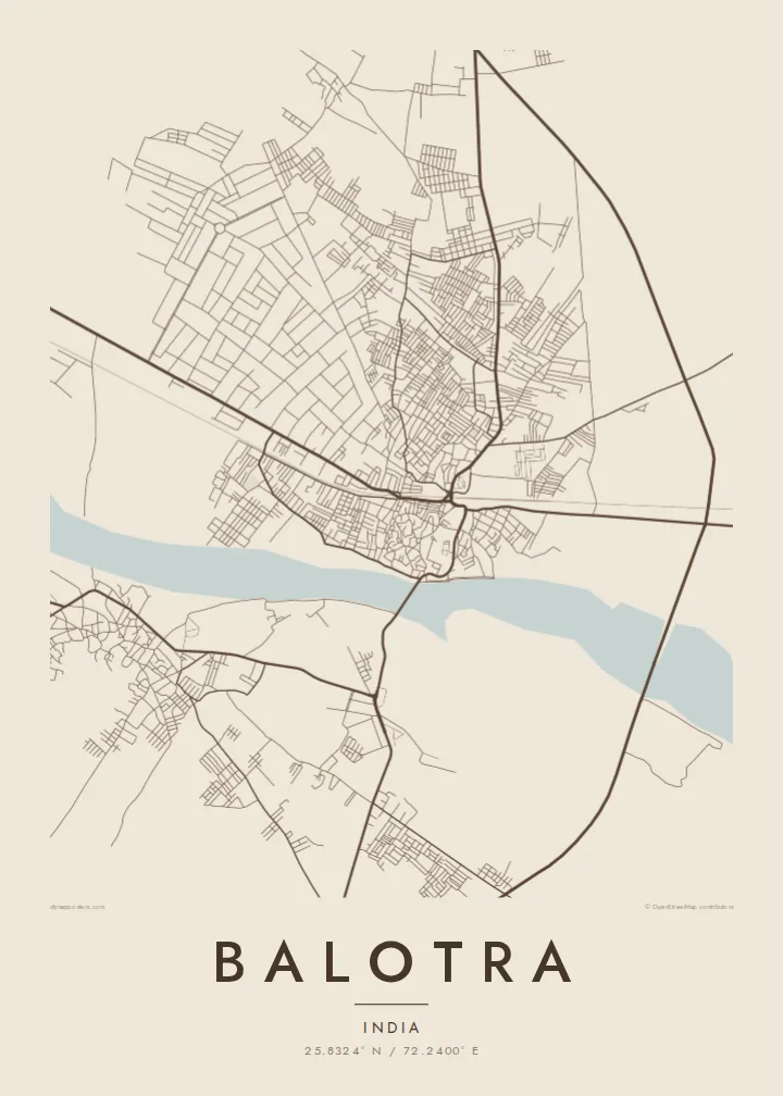 Balotra map poster — Sand style