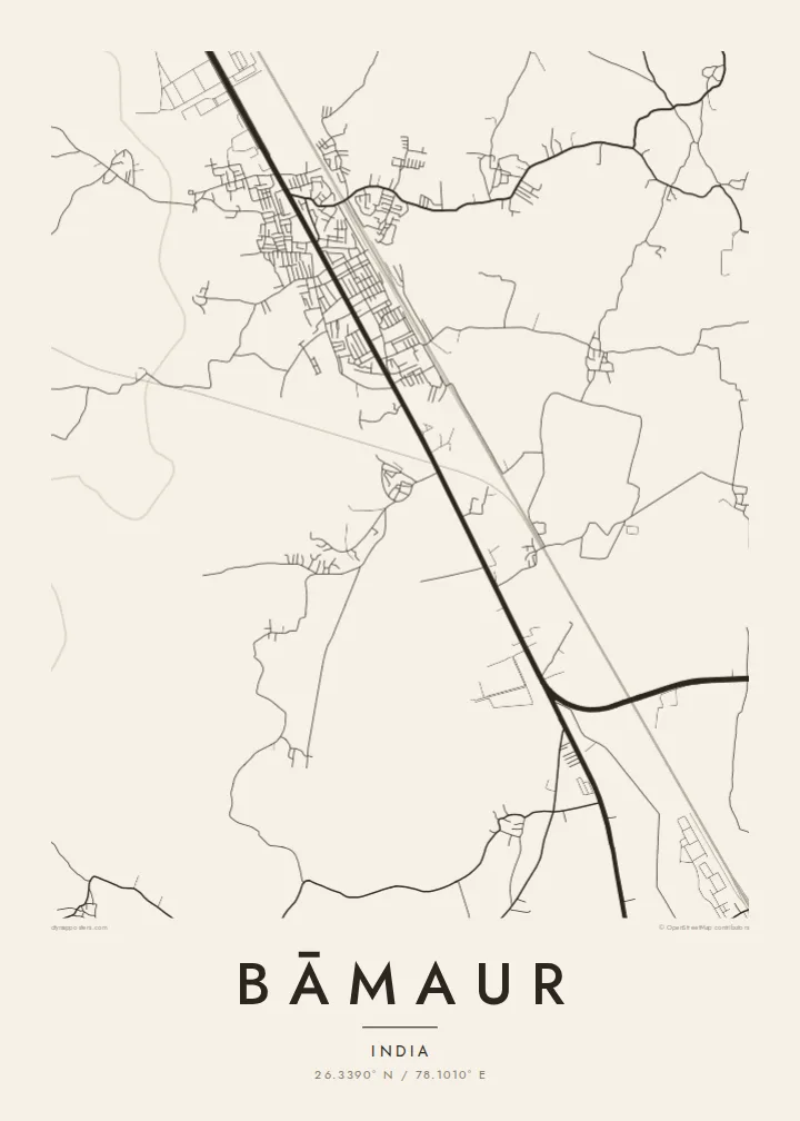 Bāmaur map poster — Paper style