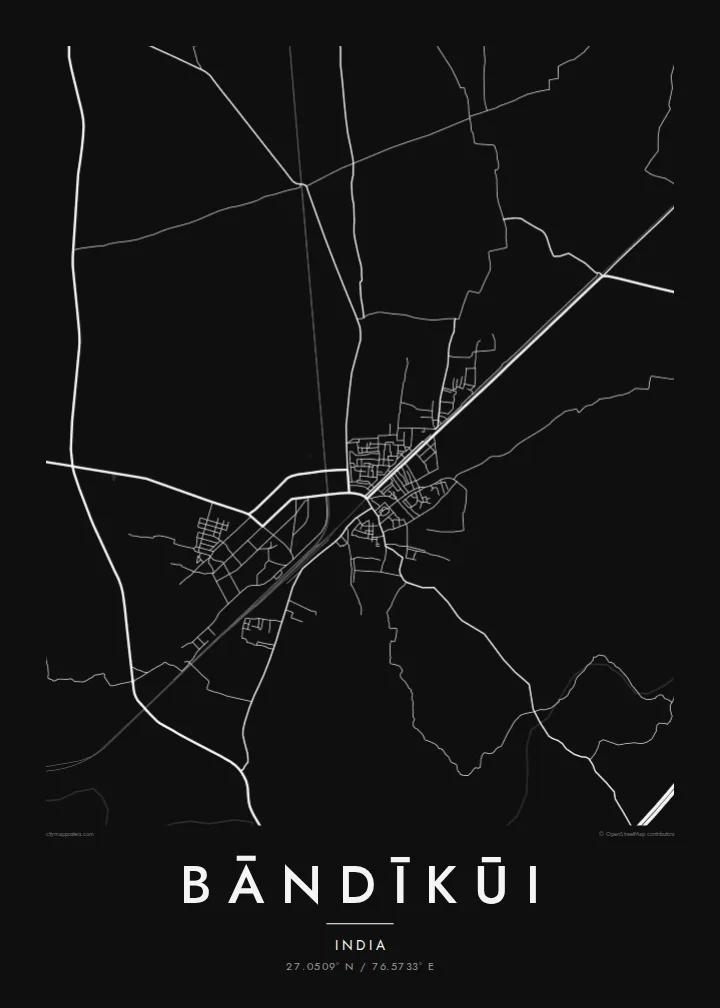 Bāndīkūi map poster — Noir style