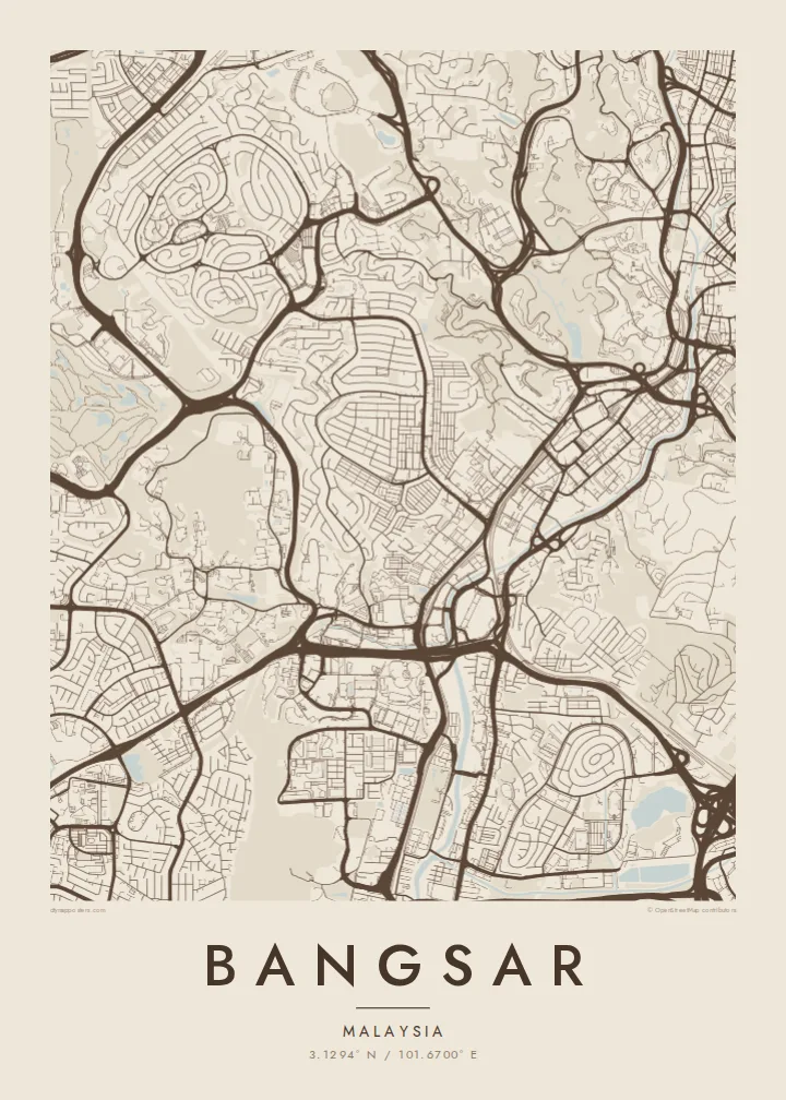Bangsar map poster — Sand style