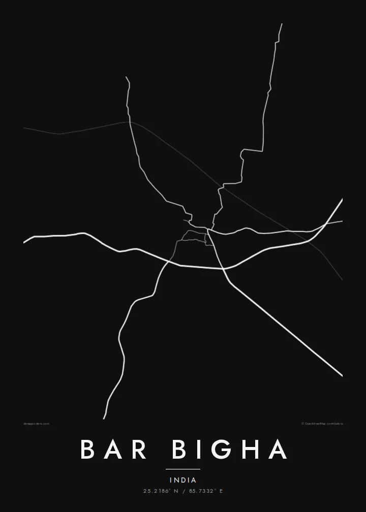 Bar Bigha map poster — Noir style