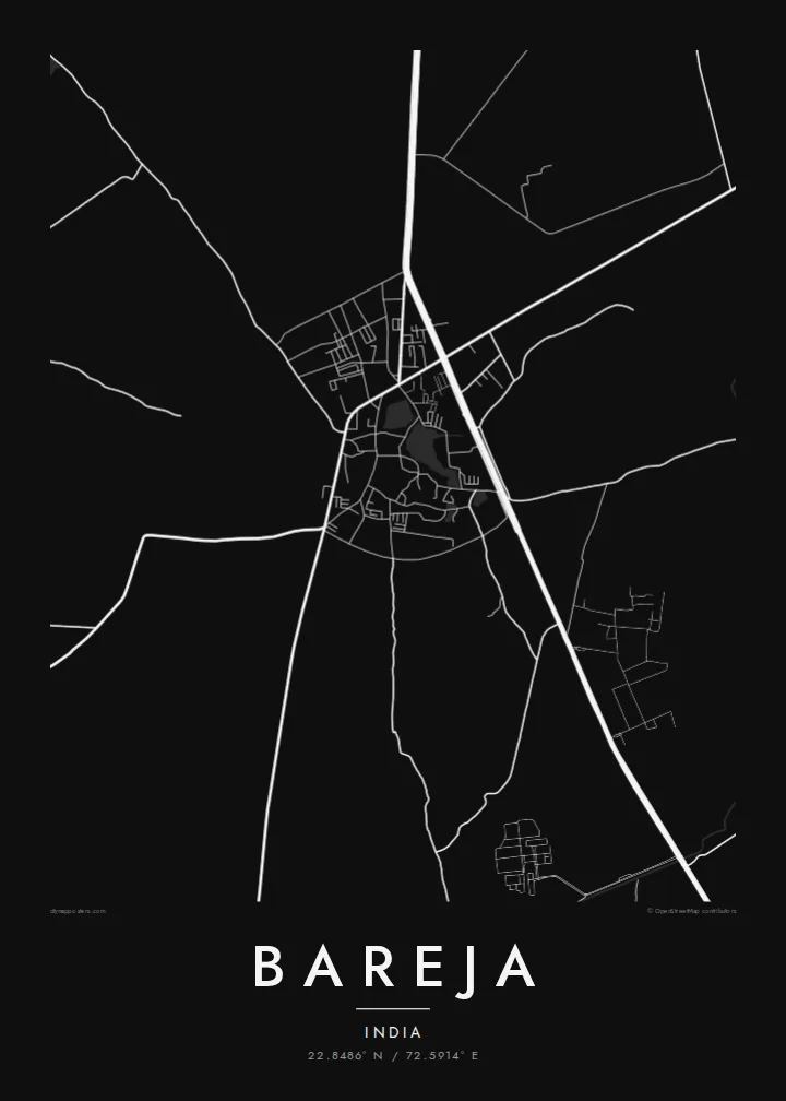Bareja map poster — Noir style