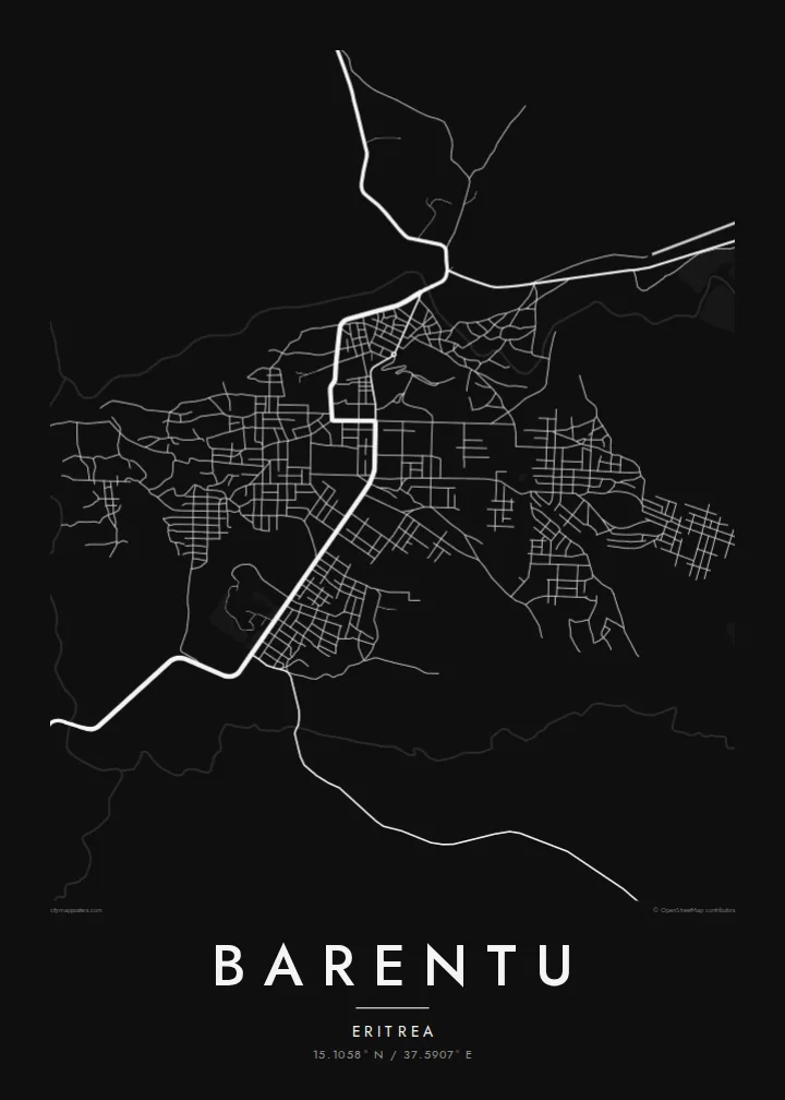 Barentu map poster — Noir style
