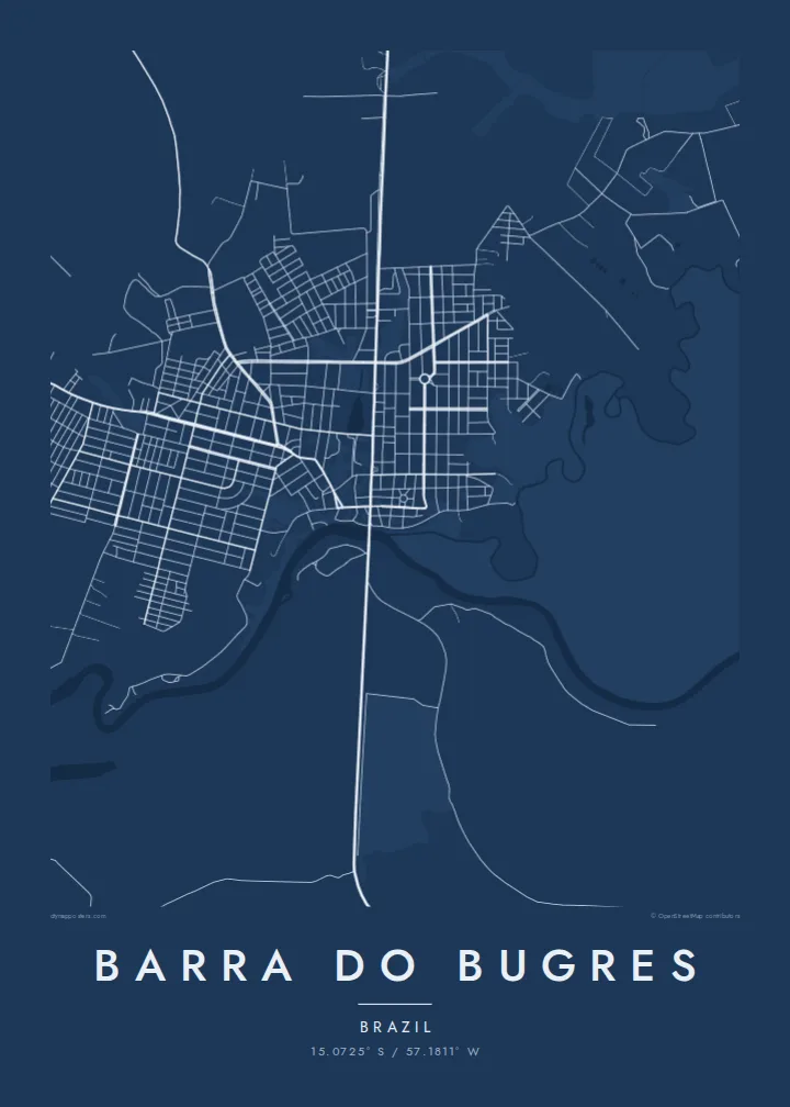 Barra do Bugres map poster — Blueprint