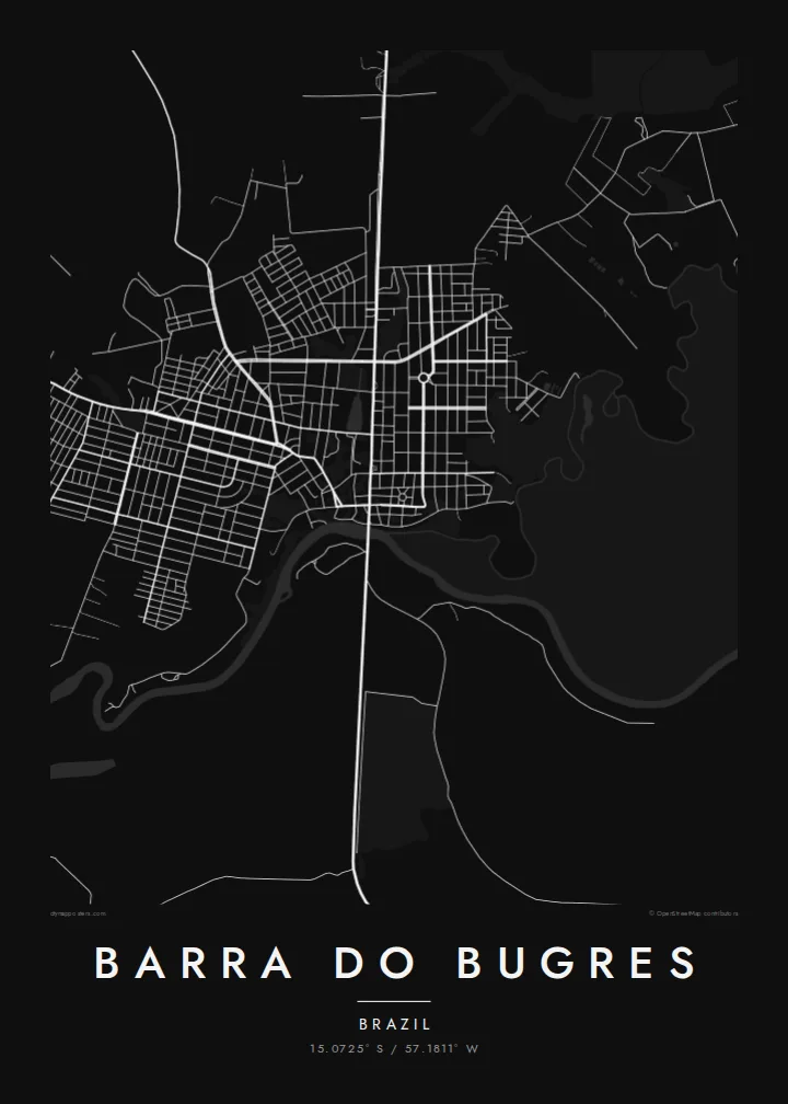 Barra do Bugres map poster — Noir