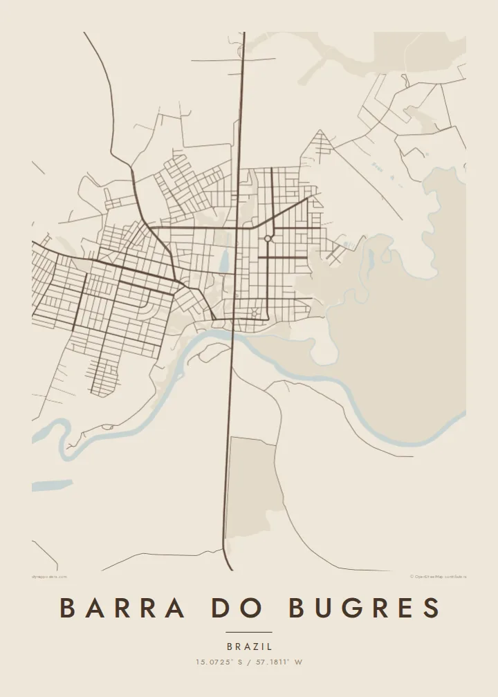 Barra do Bugres map poster — Sand
