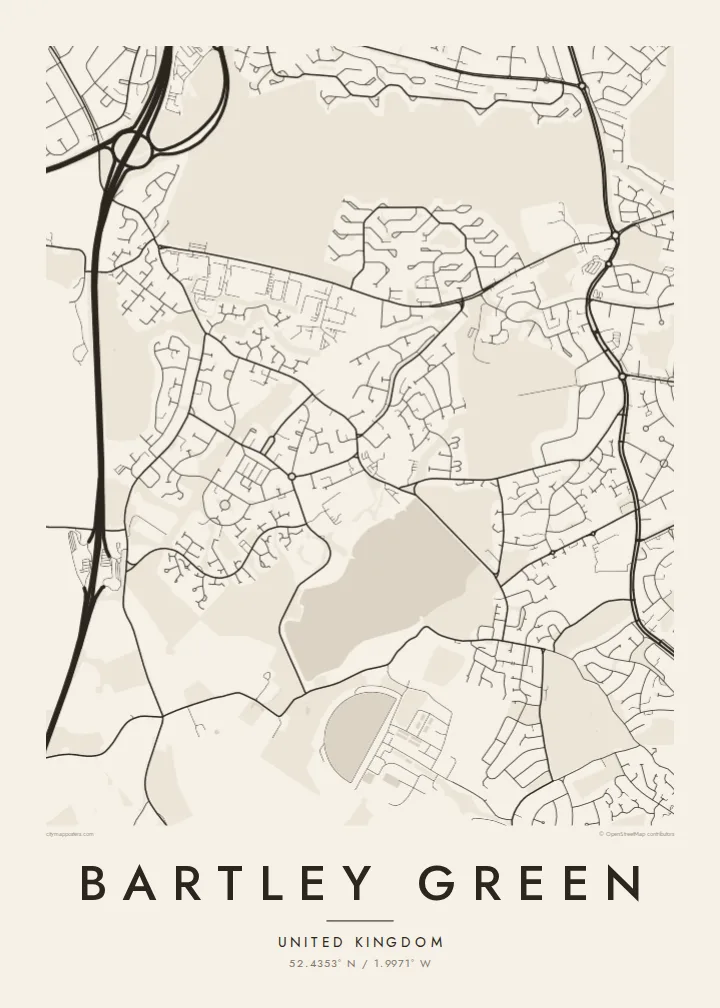 Bartley Green map poster — Paper