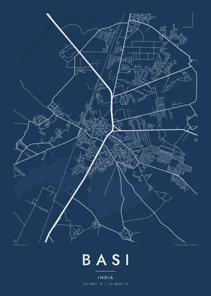 Basi map poster — Blueprint style