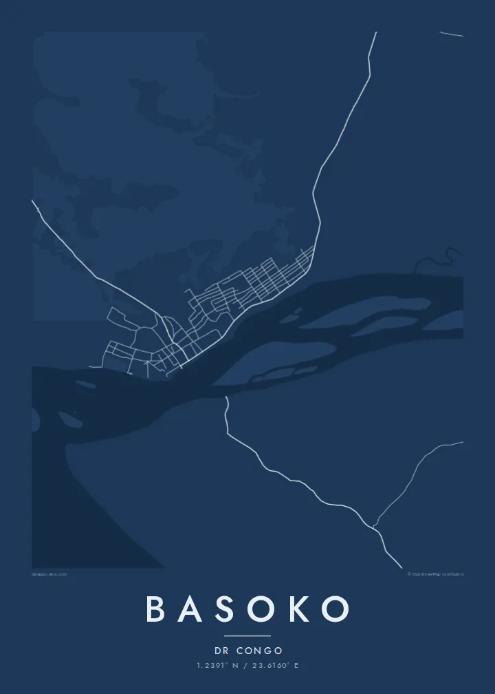Basoko map poster — Blueprint style