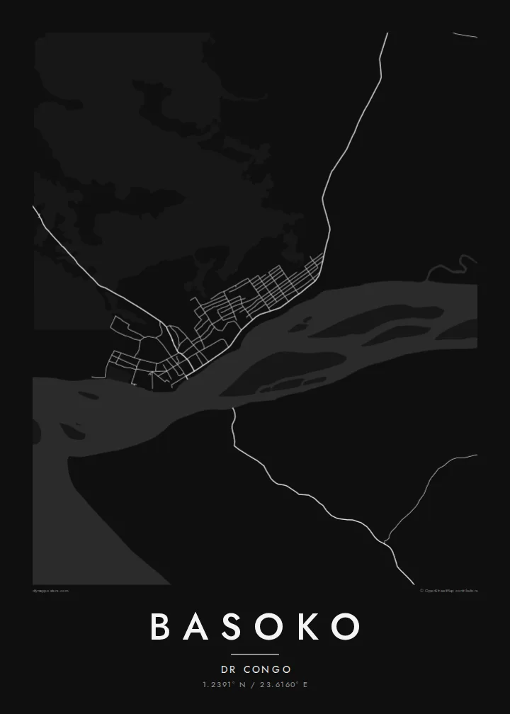Basoko map poster — Noir style