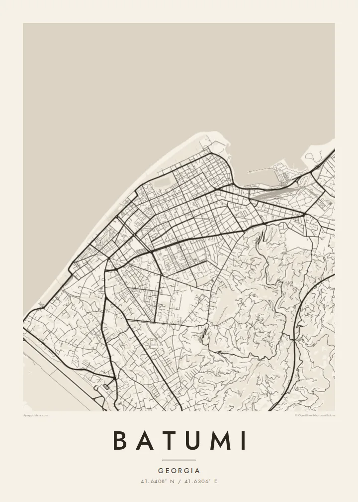 Batumi map poster — Paper style