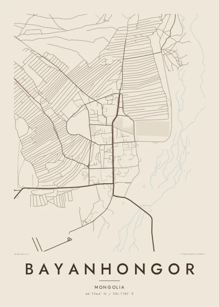 Bayanhongor map poster — Sand style