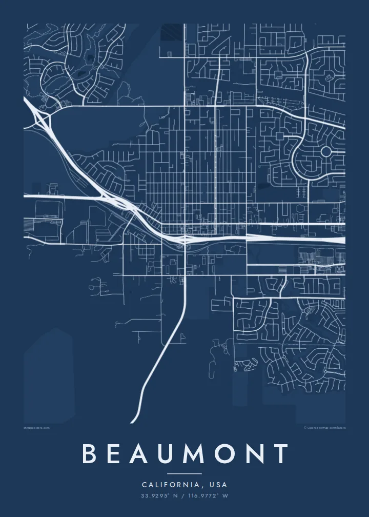 Beaumont map poster — Blueprint style