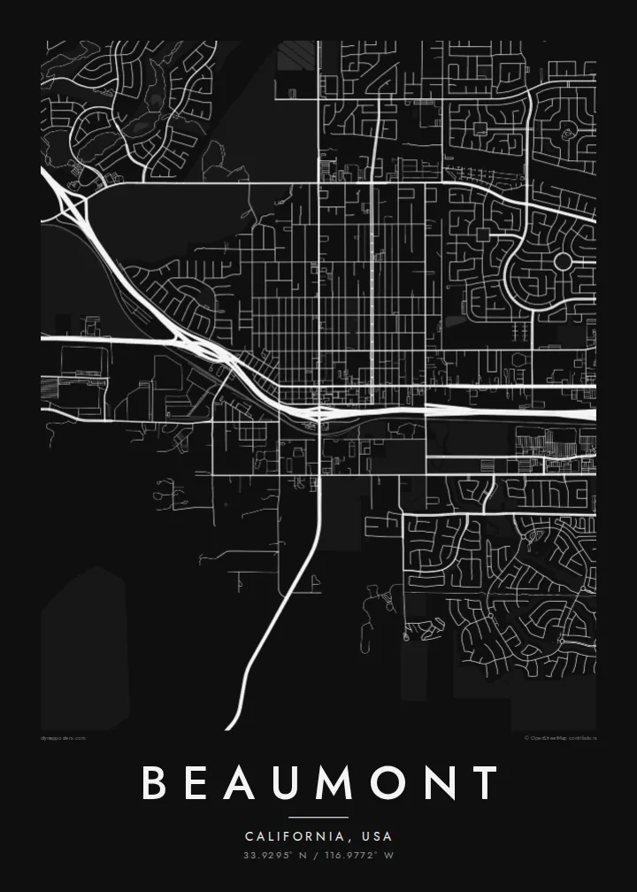 Beaumont map poster — Noir style