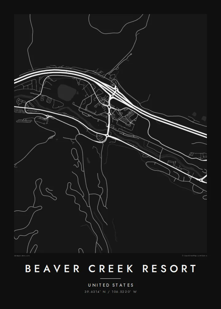 Beaver Creek Resort map poster — Noir style