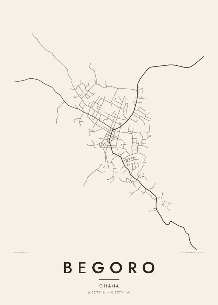 Begoro map poster — Paper
