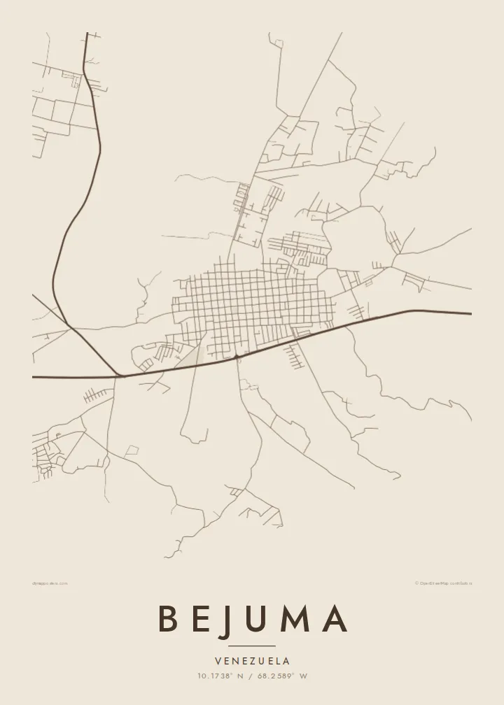 Bejuma map poster — Sand style