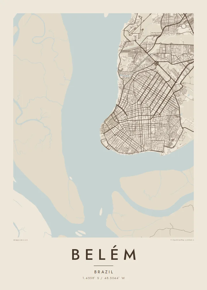 Belém map poster — Sand style