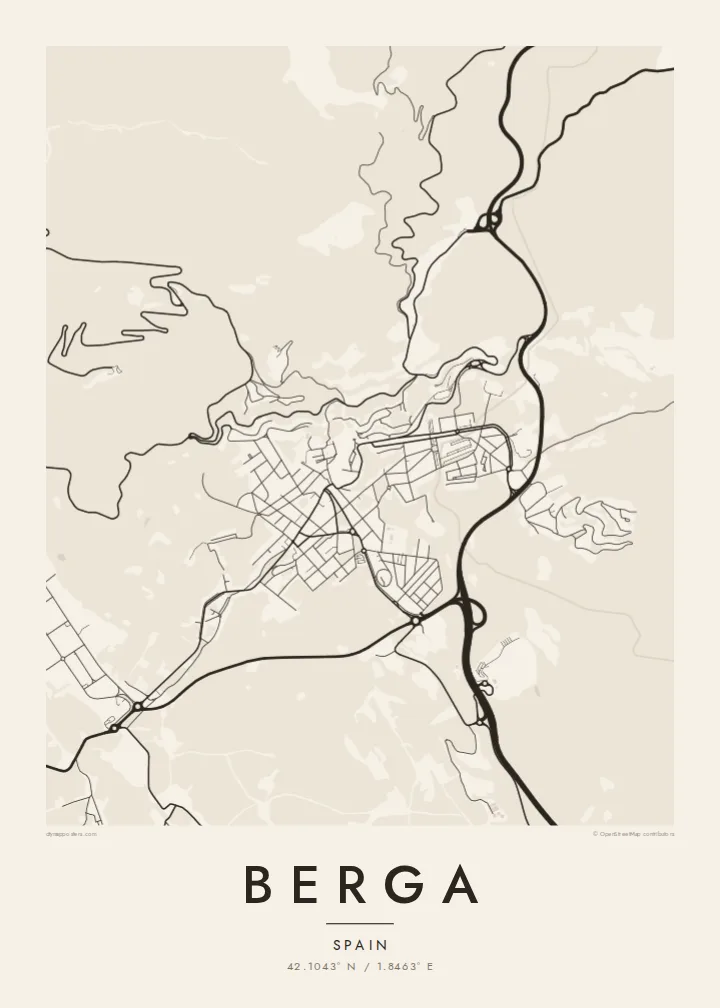 Berga map poster — Paper style