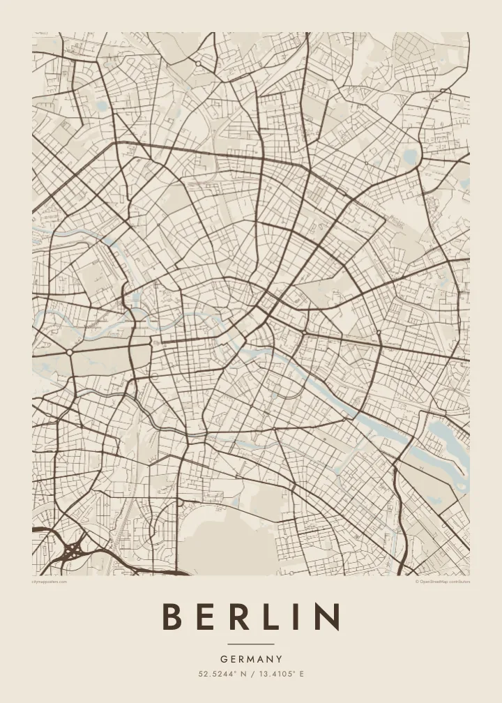 Berlin map poster — Sand