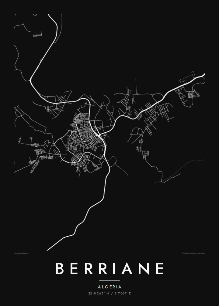 Berriane map poster — Noir