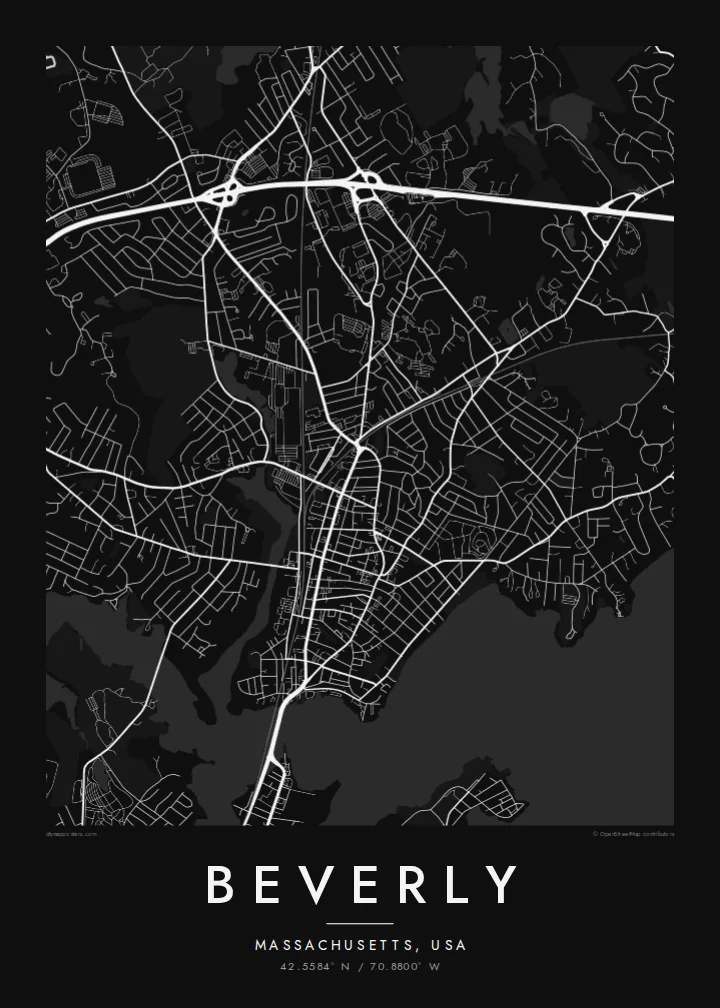 Beverly map poster — Noir style