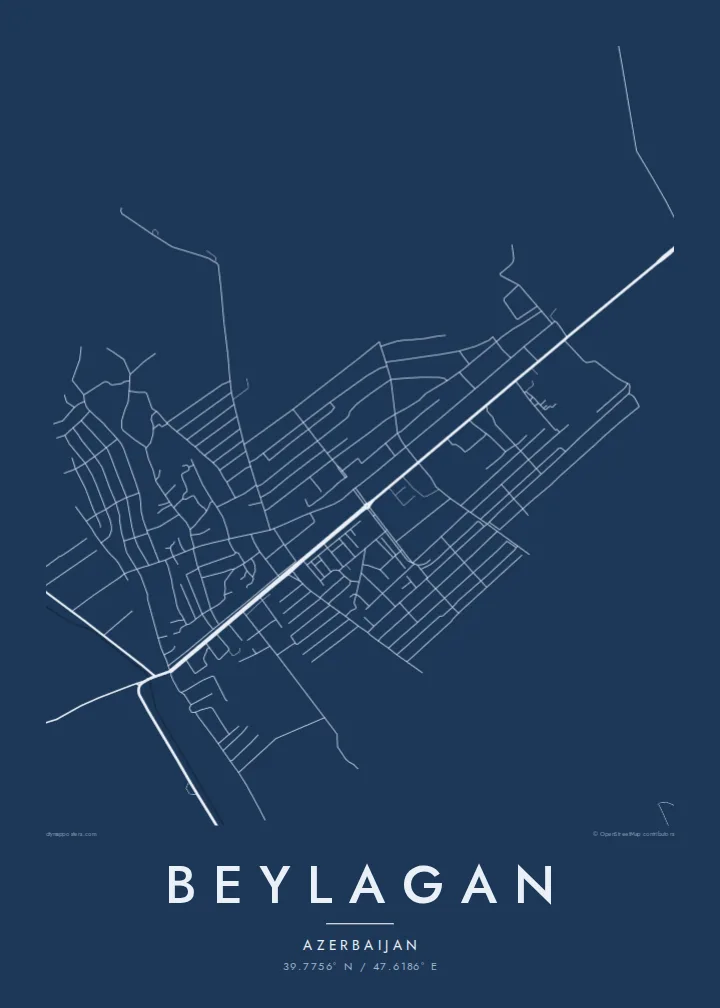 Beylagan map poster — Blueprint style