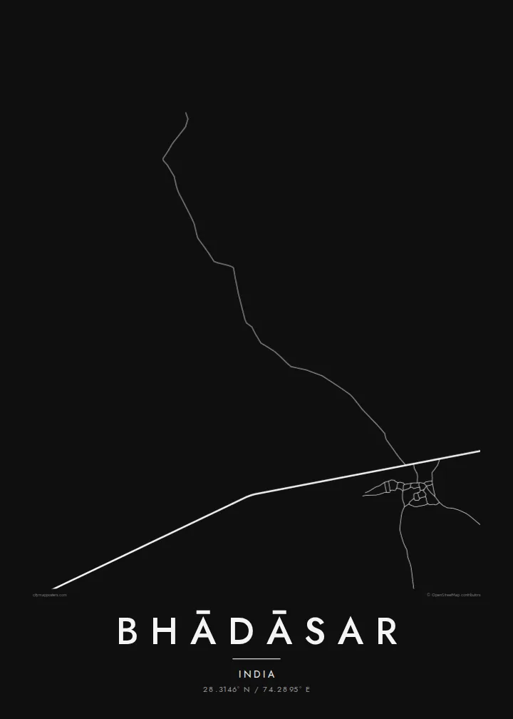 Bhādāsar map poster — Noir