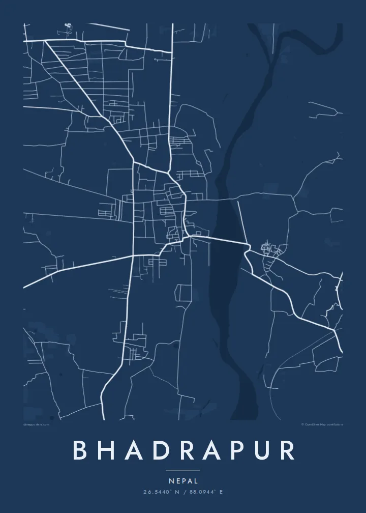 Bhadrapur map poster — Blueprint style