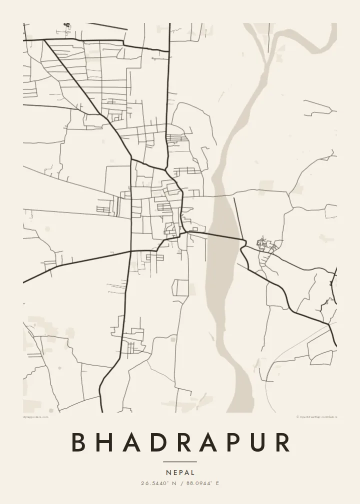 Bhadrapur map poster — Paper style