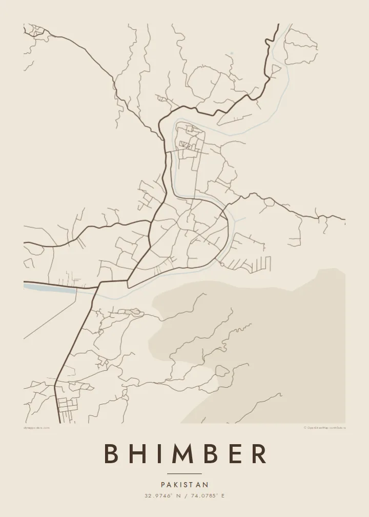 Bhimber map poster — Sand