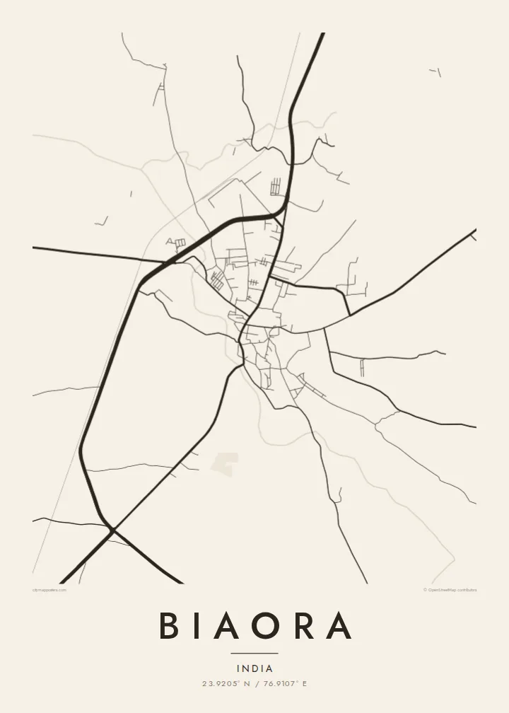 Biaora map poster — Paper style
