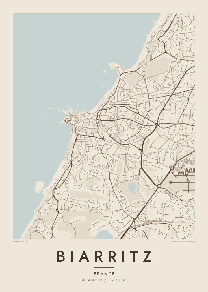 Biarritz map poster — Sand