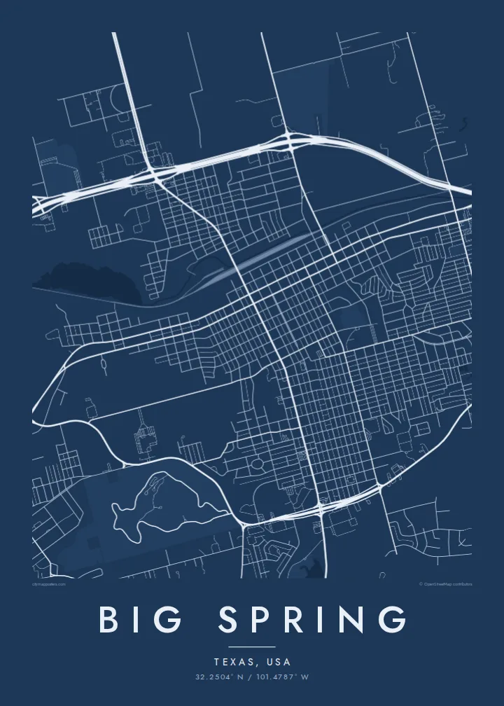 Big Spring map poster — Blueprint style