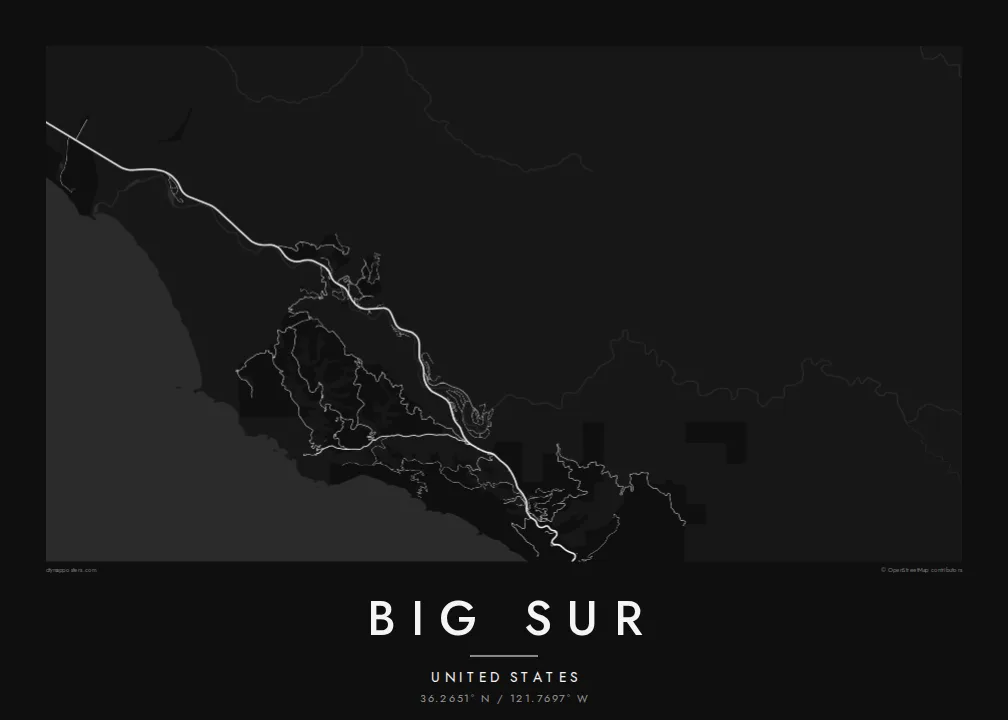 Big Sur map poster — Noir style