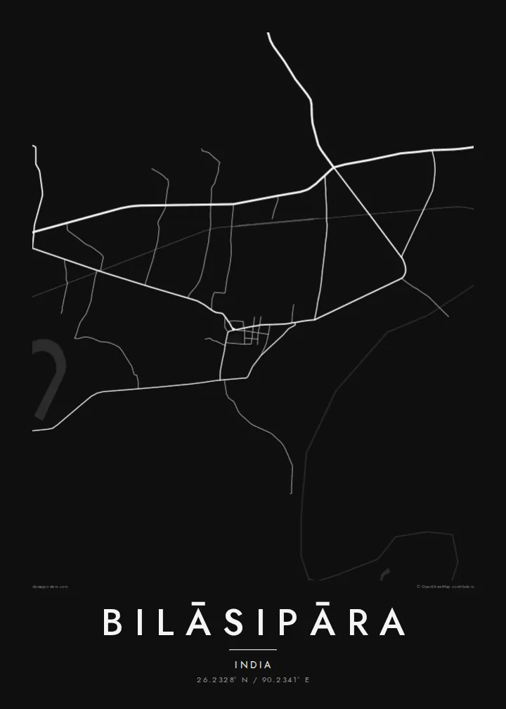 Bilāsipāra map poster — Noir style
