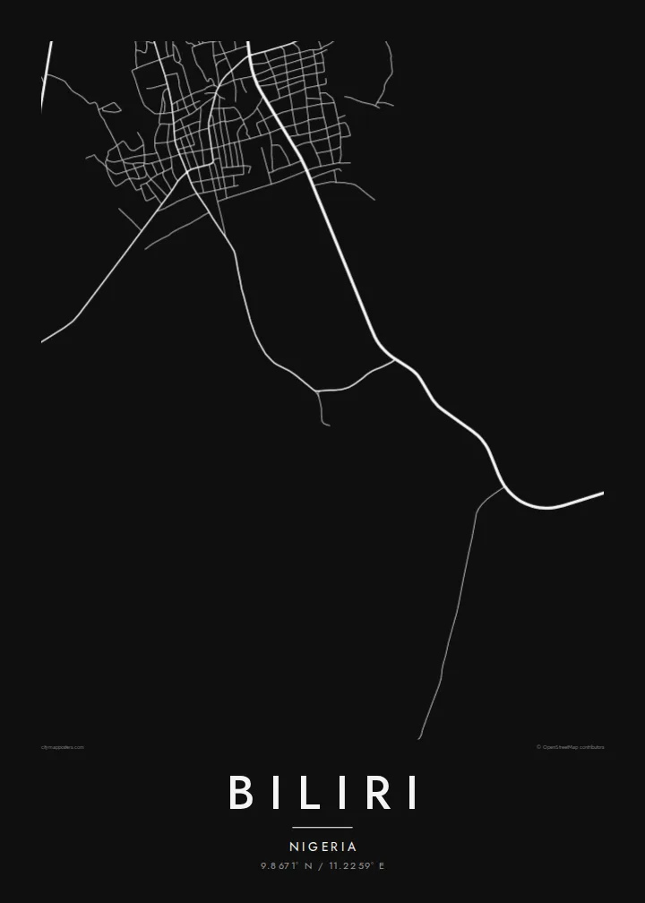 Biliri map poster — Noir
