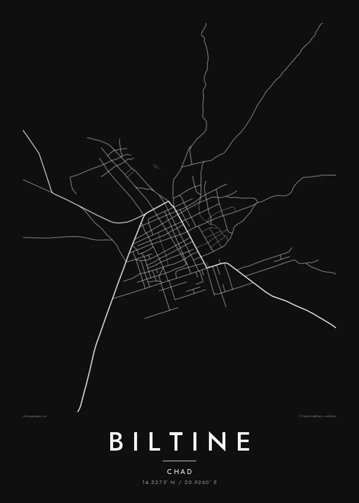 Biltine map poster — Noir