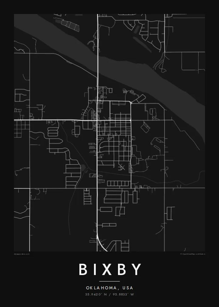 Bixby map poster — Noir style